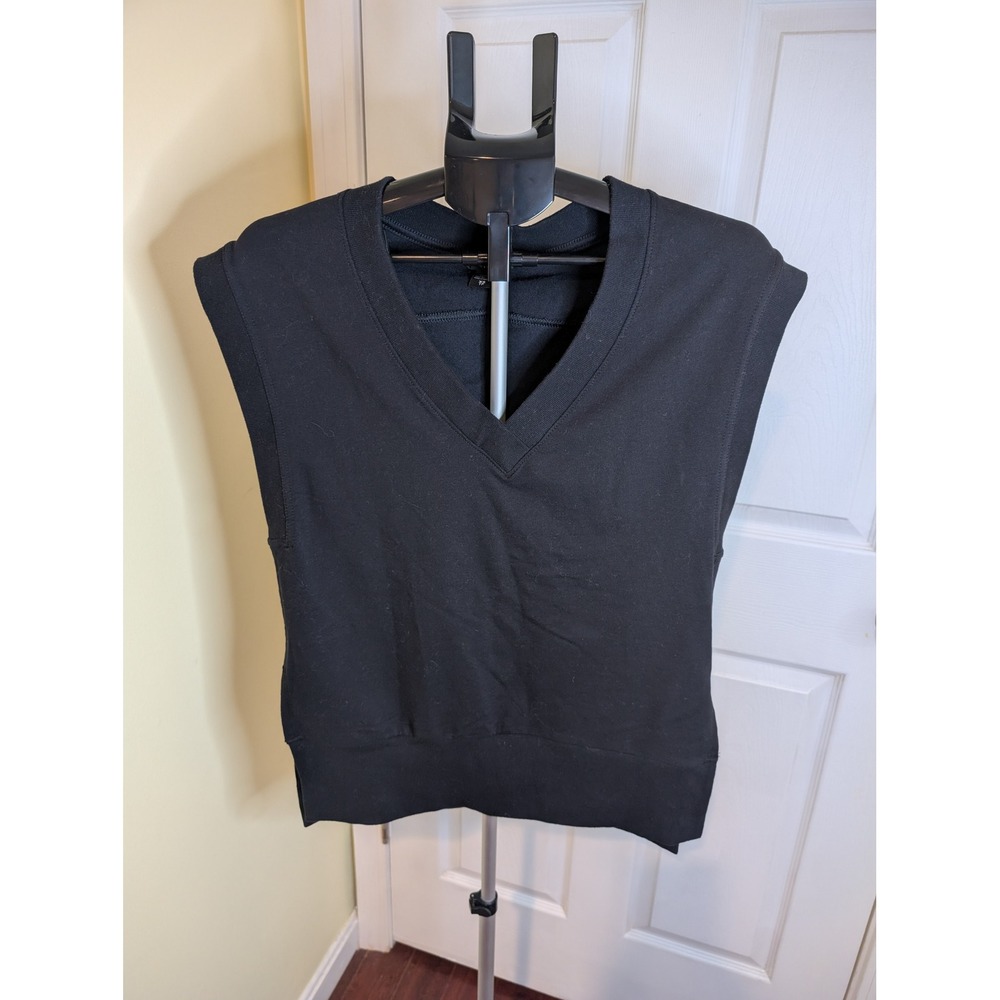 Athleta Retroterry Sweatshirt Vest Womens XS Black V-Neck Sleeveless‎ Layering